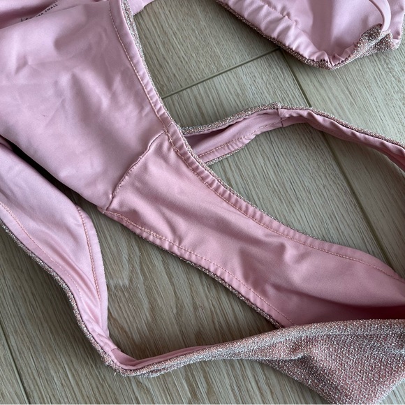Kinilife XS/S pink shimmery glimmer bikini triangle top and bottoms - Picture 8 of 10
